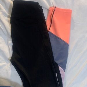 bebe Black and Neon Pink Kids Leggings